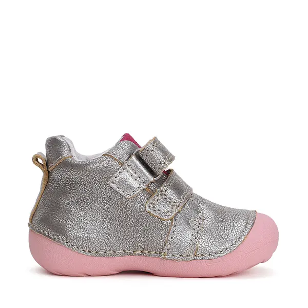 Pantofi fete, piele naturla, talpa flexibila, Argintiu, fluturasi, D.D.Step_S015-42400B-20_Pebebe