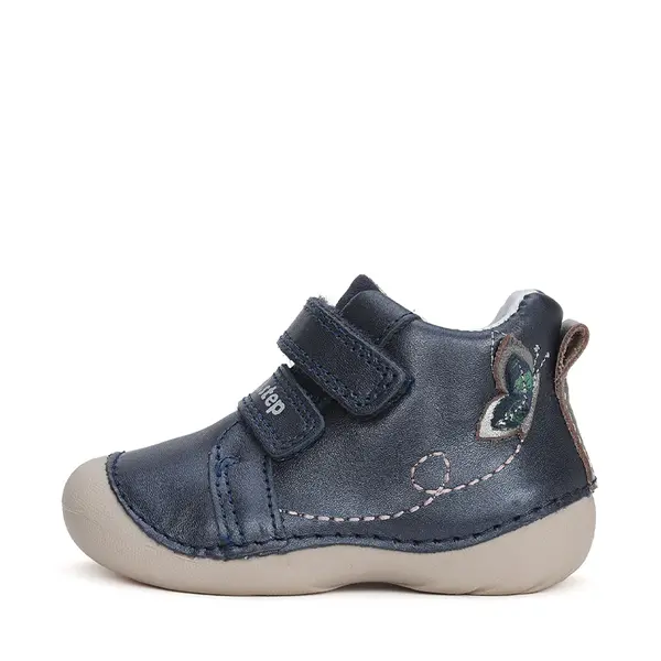 Pantofi fete, piele naturla, talpa flexibila, bleumarin sidef, fluturasi, D.D.Step_S015-42400-20_Pebebe