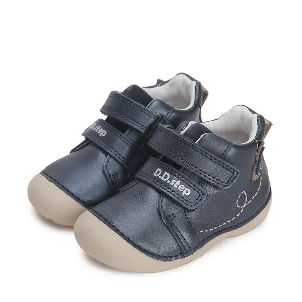Pantofi fete, piele naturla, talpa flexibila, bleumarin sidef, fluturasi, D.D.Step_S015-42400-20_Pebebe