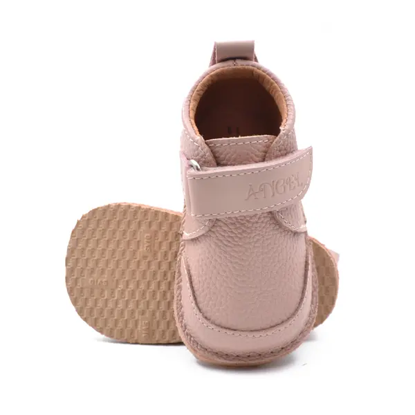 Pantofi primii pasi fete, piele naturala, barefoot, talpa flexibila, culoare roz, Smiley_RO-500-1-22_Pebebe