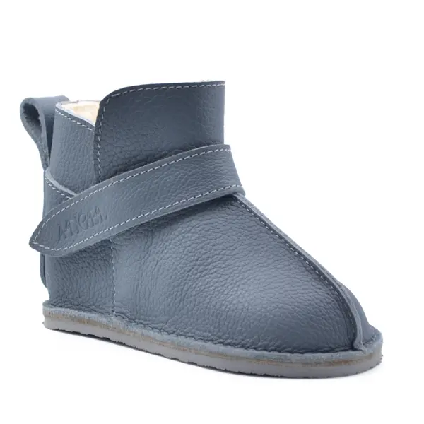 Cizme din piele pentru copii, talpa flexibila, imblanite, albastru fume_RO-106-26-17_Pebebe