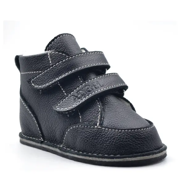 Ghete copii Barefoot, piele naturala, captuseala din blana, talpa felxibila, negru, Stuy_RO-115-7-21_Pebebe