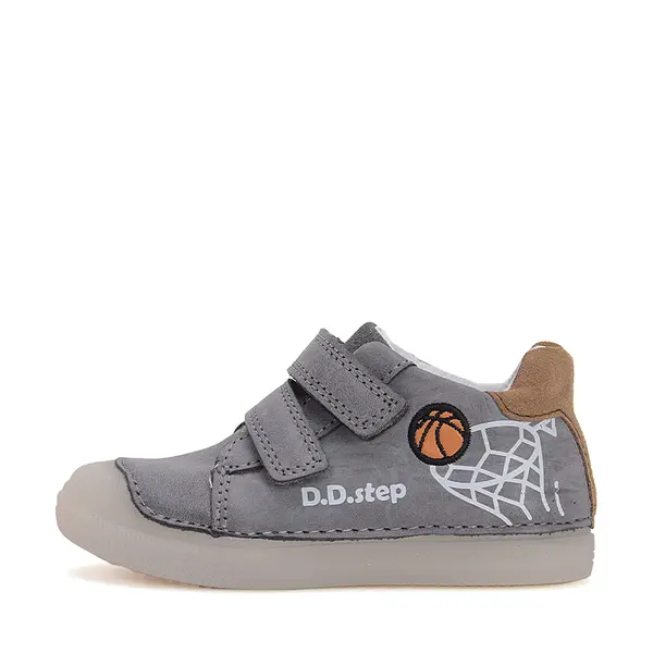 Pantofi baieti, piele naturala, talpa flexibila Gelsole, gri inchis, basketball, D.D. Step_S049-51676BM-29_Pebebe