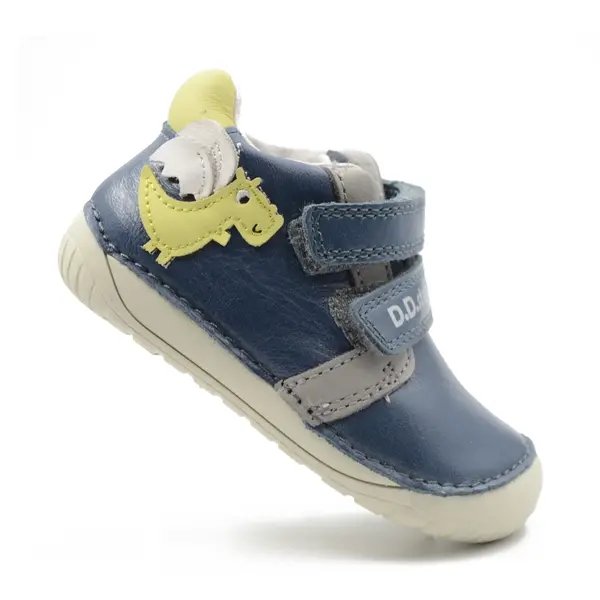 Pantofi copii, piele naturala, barefoot, bleumarin, dragon, D.D. Step_S070-51562A-20_Pebebe