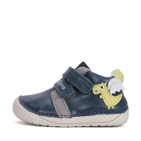 Pantofi copii, piele naturala, barefoot, bleumarin, dragon, D.D. Step_S070-51562A-20_Pebebe