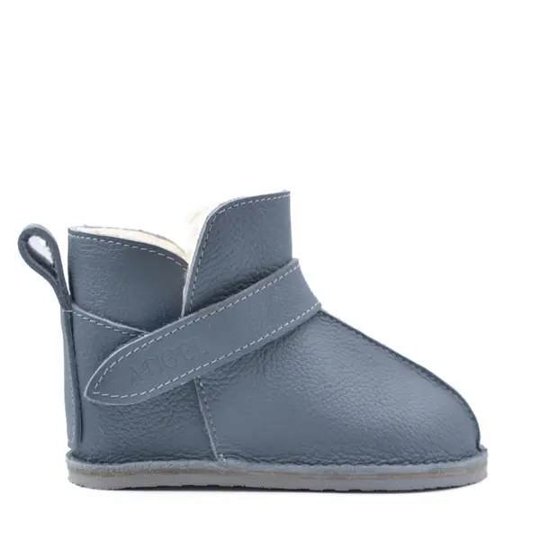 Cizme din piele pentru copii, talpa flexibila, imblanite, albastru fume_RO-106-26-17_Pebebe
