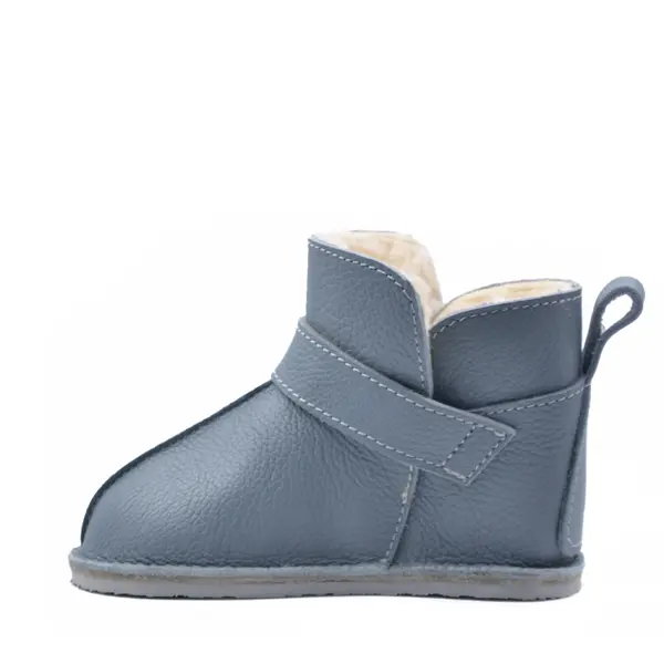 Cizme din piele pentru copii, talpa flexibila, imblanite, albastru fume_RO-106-26-17_Pebebe