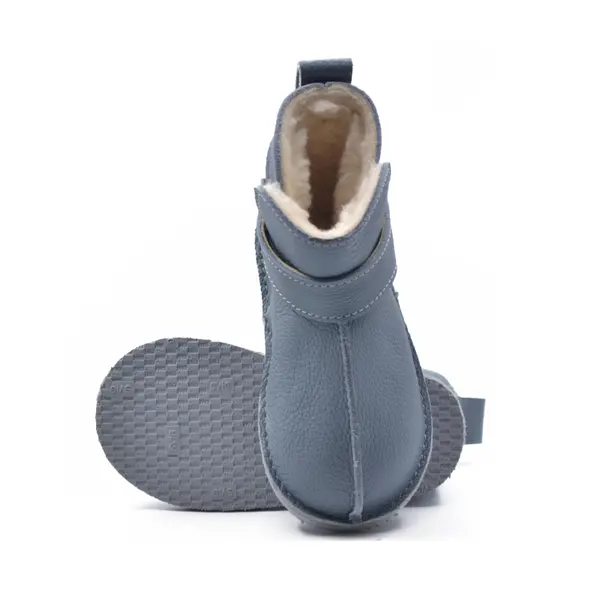 Cizme din piele pentru copii, talpa flexibila, imblanite, albastru fume_RO-106-26-17_Pebebe