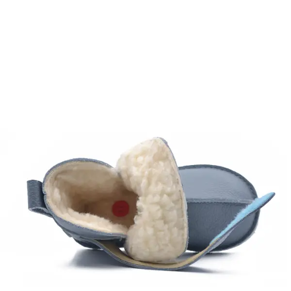 Cizme din piele pentru copii, talpa flexibila, imblanite, albastru fume_RO-106-26-17_Pebebe