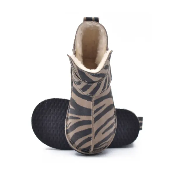 Cizme din piele pentru copii, talpa flexibila, imblanite, animal print_RO-106-24-22_Pebebe