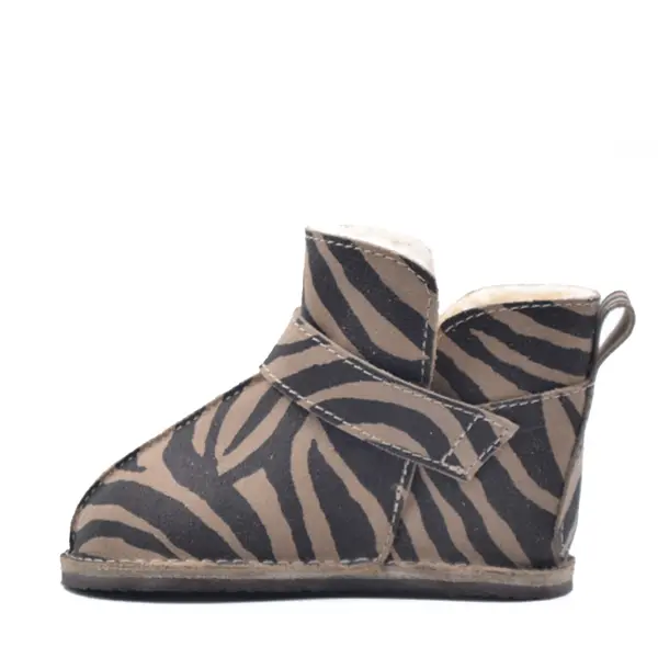 Cizme din piele pentru copii, talpa flexibila, imblanite, animal print_RO-106-24-22_Pebebe