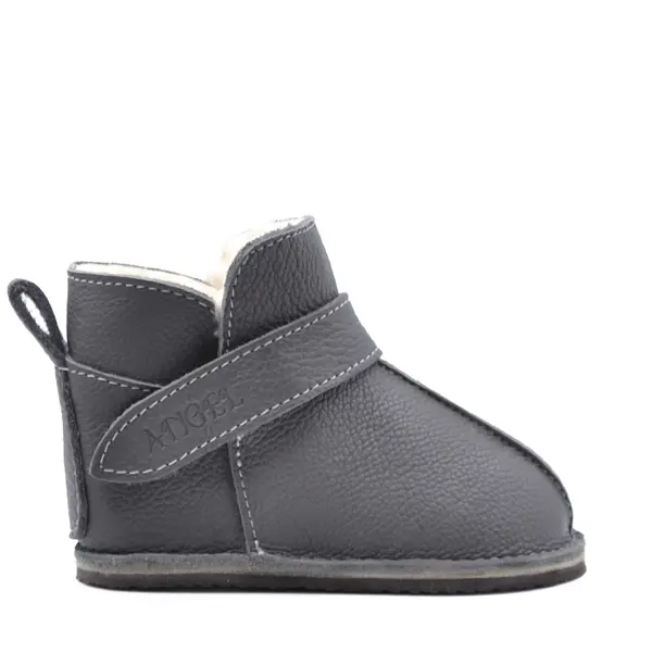 Cizme din piele pentru copii, talpa flexibila, imblanite, gri_RO-106-22-24_Pebebe