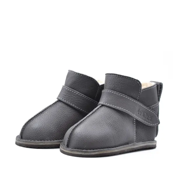 Cizme din piele pentru copii, talpa flexibila, imblanite, gri_RO-106-22-24_Pebebe