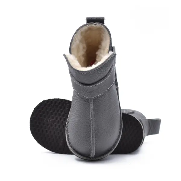 Cizme din piele pentru copii, talpa flexibila, imblanite, gri_RO-106-22-24_Pebebe