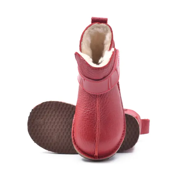 Cizme din piele pentru copii, talpa flexibila, imblanite, rosu_RO-106-8-17_Pebebe