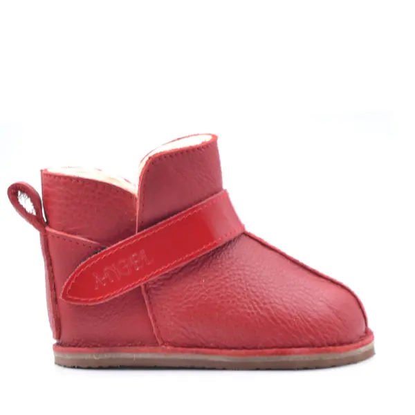 Cizme din piele pentru copii, talpa flexibila, imblanite, rosu_RO-106-8-17_Pebebe