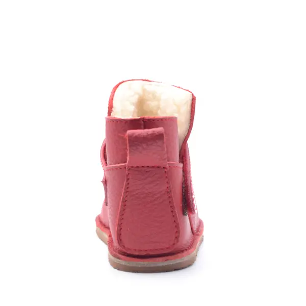 Cizme din piele pentru copii, talpa flexibila, imblanite, rosu_RO-106-8-17_Pebebe