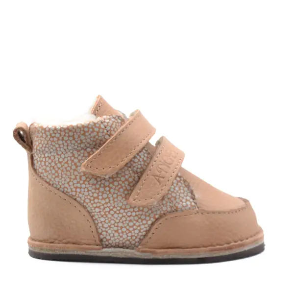 Ghete copii Barefoot, piele naturala, captuseala din blana, talpa felxibila, camel, Stuy_RO-115-5-24_Pebebe