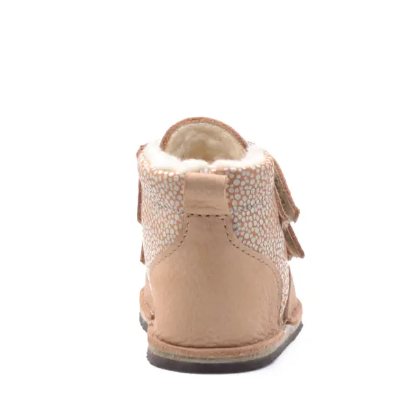 Ghete copii Barefoot, piele naturala, captuseala din blana, talpa felxibila, camel, Stuy_RO-115-5-24_Pebebe