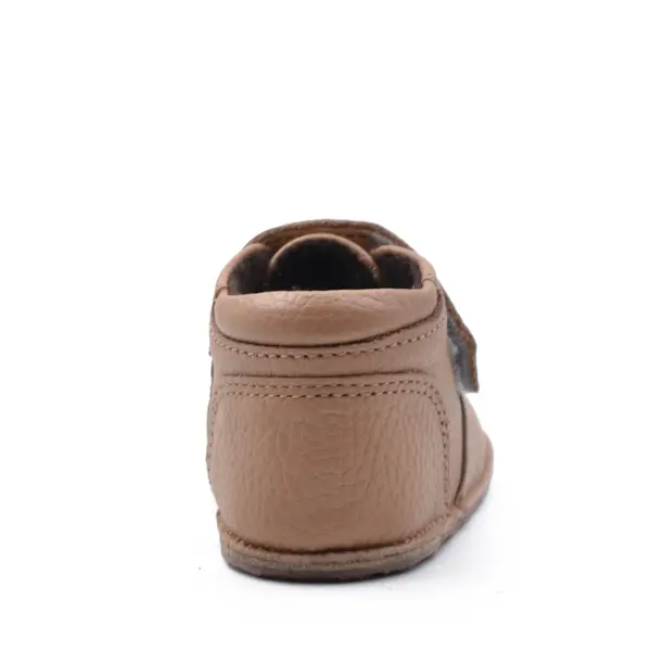 Ghete barefoot copii, piele naturala, captuseala textila, talpa din cauciuc, urs, maro_RO-23-3-22_Pebebe