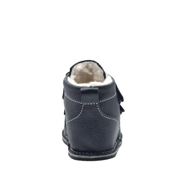 Ghete copii Barefoot, piele naturala, captuseala din blana, talpa felxibila, negru, Stuy_RO-115-7-17_Pebebe