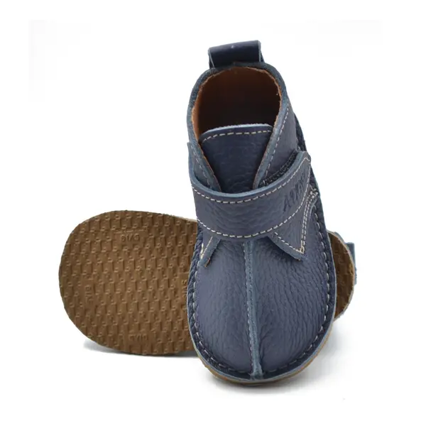 Ghete copii, barefoot, piele naturala, primii pasi, bleumarin_RO-121-2-17_Pebebe