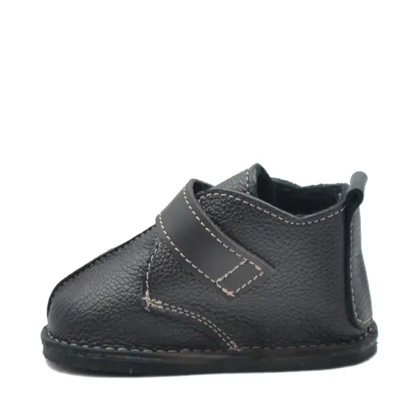 Ghete copii, primii pasi, piele naturala, captuseala textila, talpa felxibila, negru_RO-122-1-18_Pebebe
