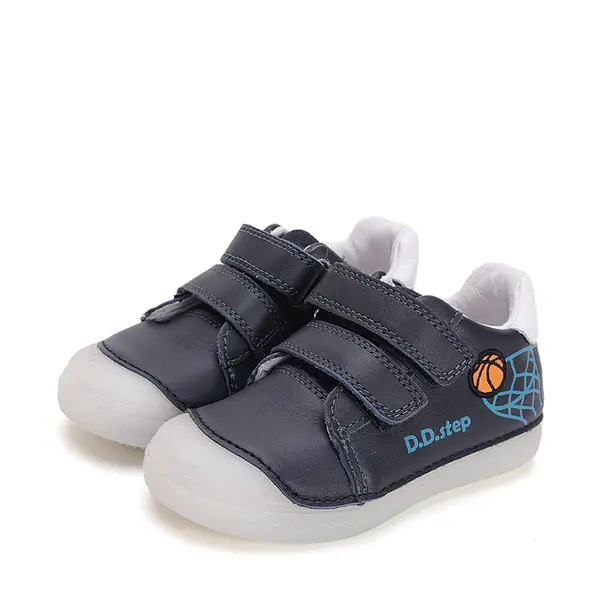 Pantofi baieti, piele naturala, talpa flexibila Gelsole, bleumarin, basketball, D.D. Step_S049-51676M-29_Pebebe