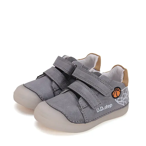 Pantofi baieti, piele naturala, talpa flexibila Gelsole, gri inchis, basketball, D.D. Step_S049-51676BM-29_Pebebe