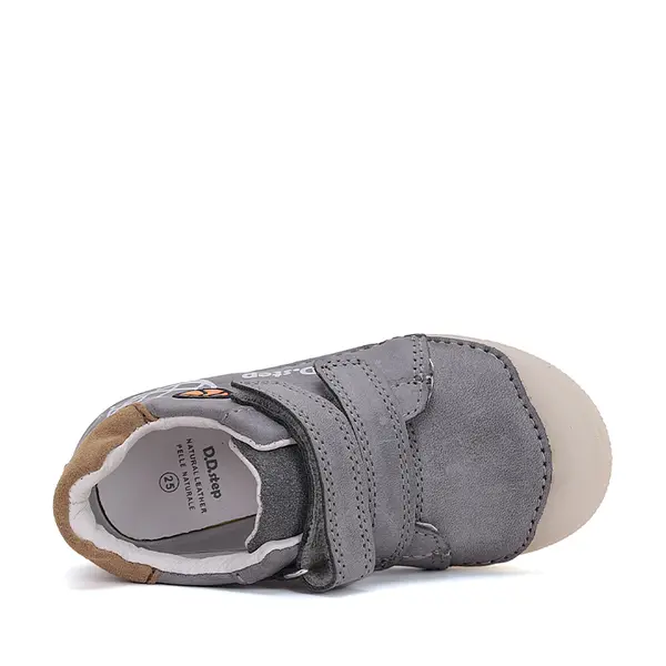 Pantofi baieti, piele naturala, talpa flexibila Gelsole, gri inchis, basketball, D.D. Step_S049-51676BM-29_Pebebe