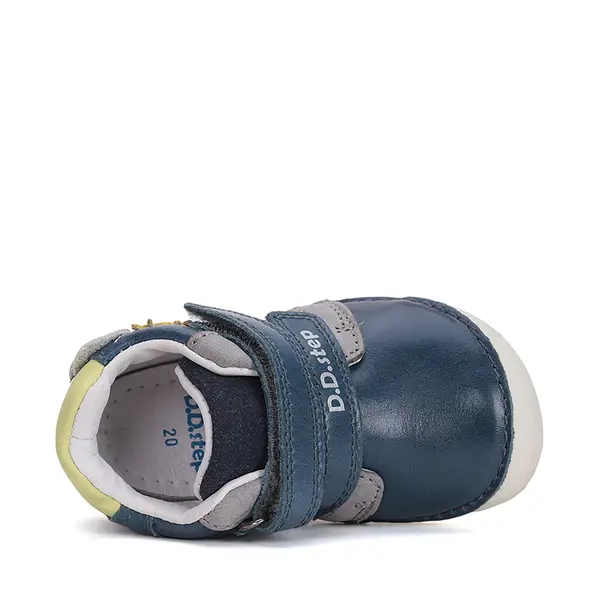Pantofi copii, piele naturala, barefoot, bleumarin, dragon, D.D. Step_S070-51562A-20_Pebebe