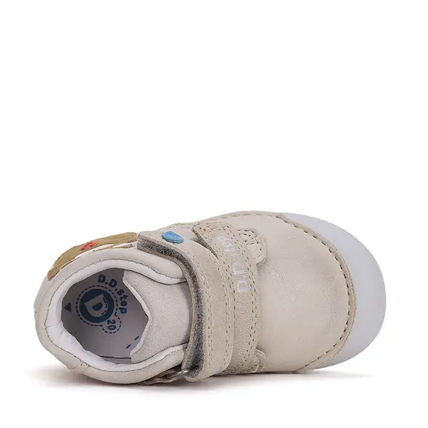 Pantofi din piele naturala pentru copii, talpa flexibila, bej, ursulet maro, D.D. Step_S066-51917-25_Pebebe