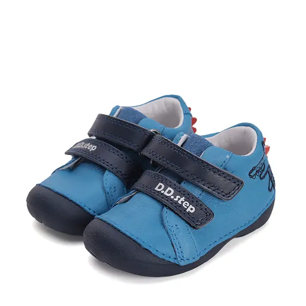 Pantofi piele naturla, baieti, albastru, crocodil, D.D. Step_S015-51832B-20_Pebebe