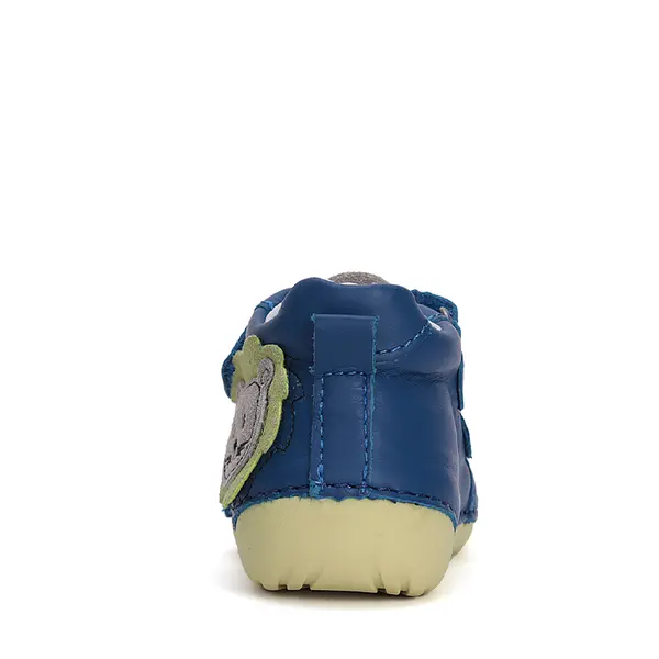 Pantofi primii pasi baieti, piele naturla, albastru, leu, D.D. Step_S015-51897B-19_Pebebe