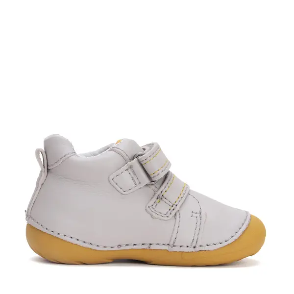 Pantofi primii pasi baieti, piele naturla, gri deschis, leu, D.D. Step_S015-51897A-21_Pebebe
