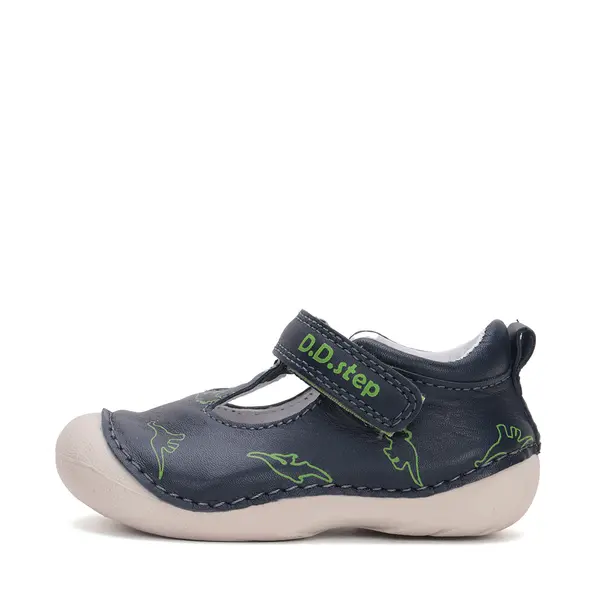 Pantofi baieti, piele naturala, decupati, primii pași, bleumarin, dinozaur, D.D. Step_H015-51976A-20_Pebebe