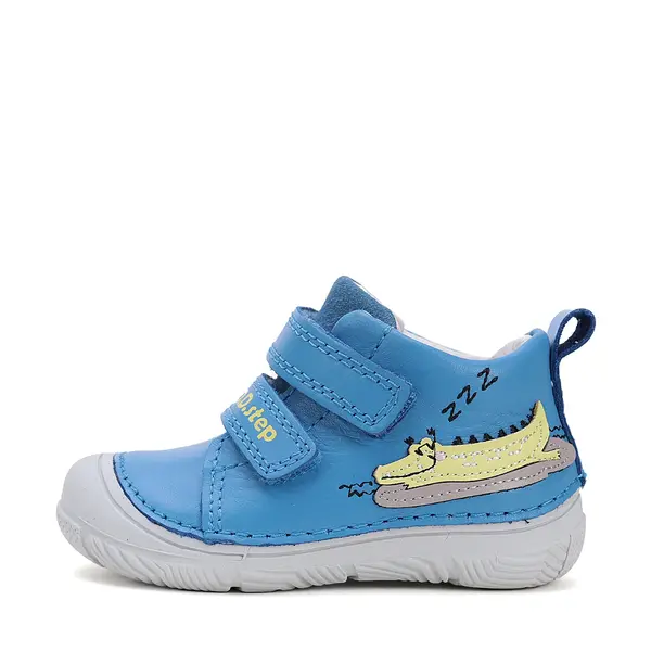 Pantofi baieti, piele naturala, talpa flexibila, albastru, crocodil, D.D. Step_S082-51541B-25_Pebebe