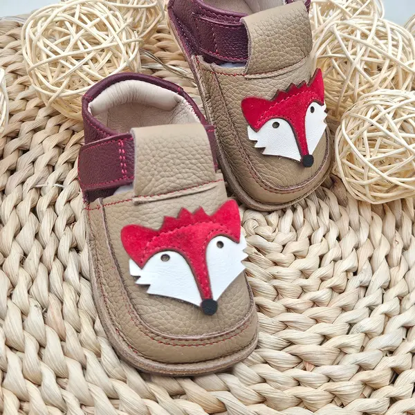 Pantofi barefoot, primii pasi, copii, piele naturala, talpa flexibila, vulpe_RO-16-6-22_Pebebe