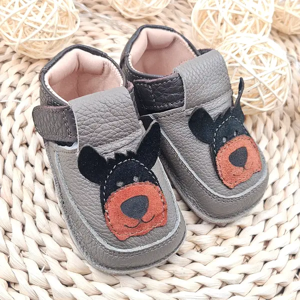 Pantofi barefoot copii, primii pasi, piele naturala, talpa flexibila, catelus_RO-16-9-18_Pebebe