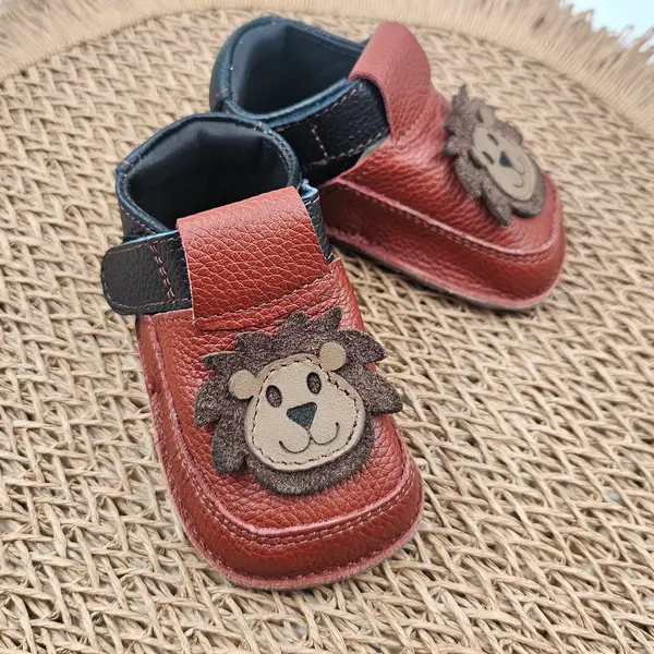 Pantofi barefoot copii, primii pasi, piele naturala, talpa flexibila, leu_RO-16-3-18_Pebebe