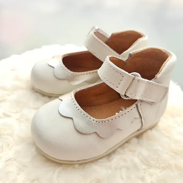 Pantofi din piele naturala, talpa flexibila, decupati, crem, Sara_RO-401-2-18_Pebebe