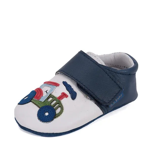 Pantofi primii pasi, interior, piele naturala, alb bleumarin, tractor, D.D. Step_K1596-51916-18/19_Pebebe