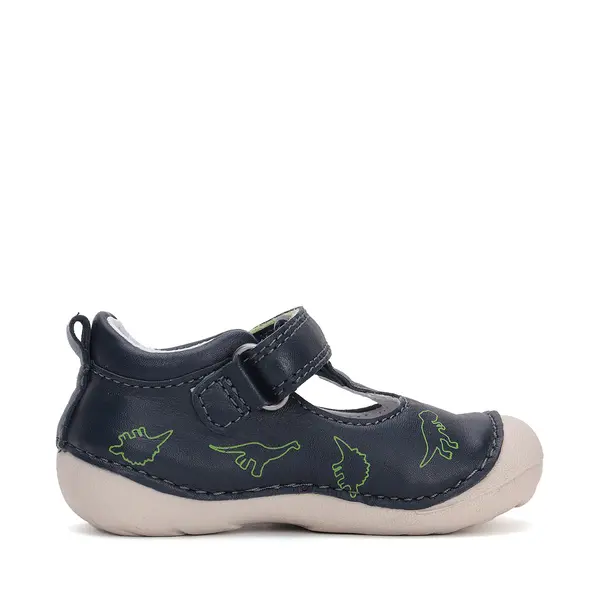 Pantofi baieti, piele naturala, decupati, primii pași, bleumarin, dinozaur, D.D. Step_H015-51976A-20_Pebebe