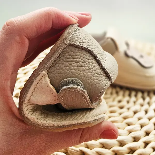 Pantofi barefoot copii, primii pasi, piele naturala, talpa flexibila, grej, ursulet_RO-16-16-18_Pebebe