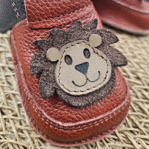 Pantofi barefoot copii, primii pasi, piele naturala, talpa flexibila, leu_RO-16-3-18_Pebebe