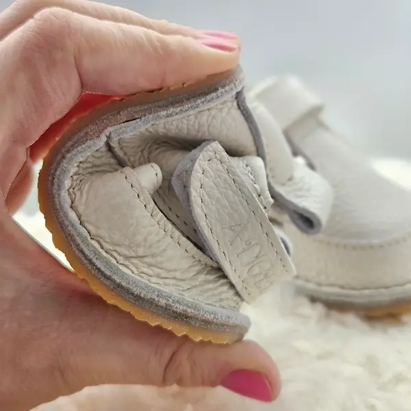 Pantofi barefoot fete, talpa flexibila, decupati, crem, Bamby_RO-501-1-22_Pebebe