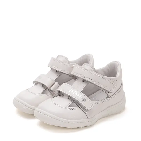 Pantofi D.D.Step copii, barefoot, piele naturala, decupati, primii pași, alb_H077-51734E-21_Pebebe