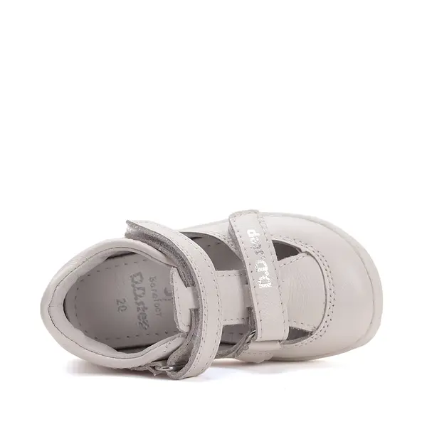Pantofi D.D.Step copii, barefoot, piele naturala, decupati, primii pași, alb_H077-51734E-21_Pebebe