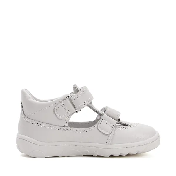 Pantofi D.D.Step copii, barefoot, piele naturala, decupati, primii pași, alb_H077-51734E-21_Pebebe