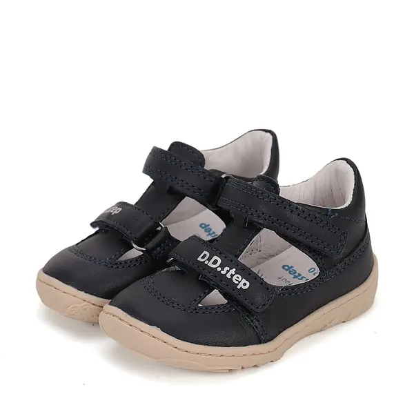Pantofi D.D.Step copii, barefoot, piele naturala, decupati, primii pași, bleumarin_H077-51734CM-31_Pebebe